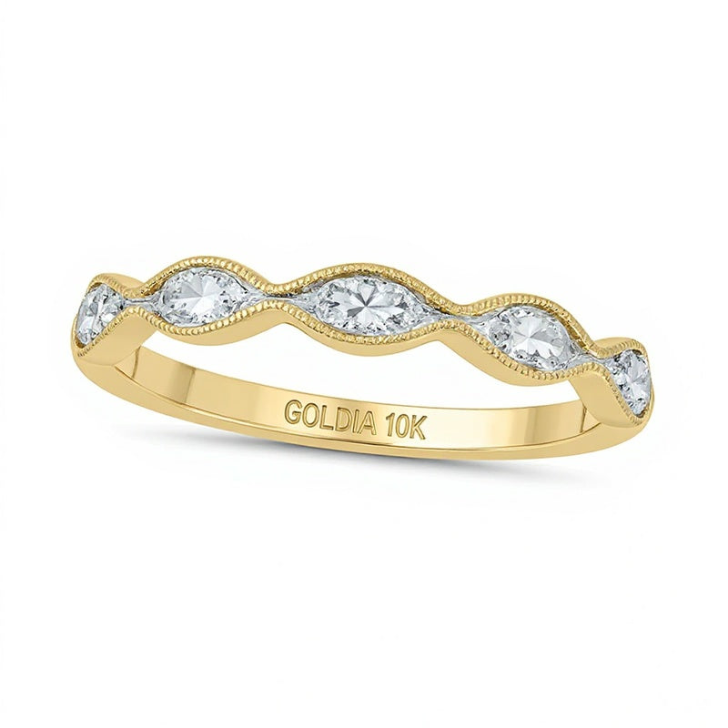 0.17 ct. Gesamtgewicht Marquise Multi-Diamant Ring im Vintage-Stil, stapelbar, in 10K Gelbgold