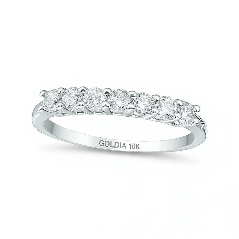 0,63 ct. Gesamtgewicht Diamant Memoire-Ring mit sieben Steinen in 10K Weißgold