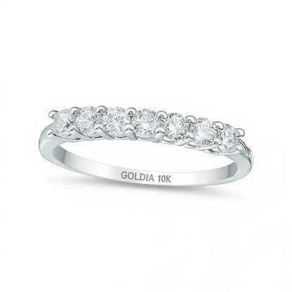 0,63 ct. Gesamtgewicht Diamant Memoire-Ring mit sieben Steinen in 10K Weißgold