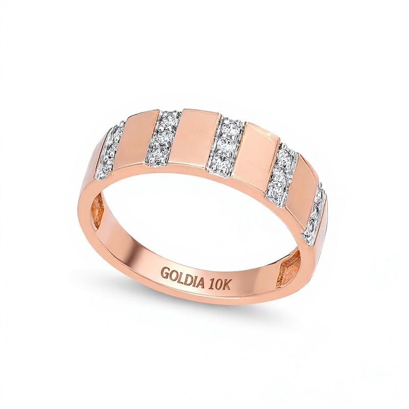 0.25 ct. Gesamtgewicht Diamant-Ring mit linearer Dreierreihe in 10K Roségold