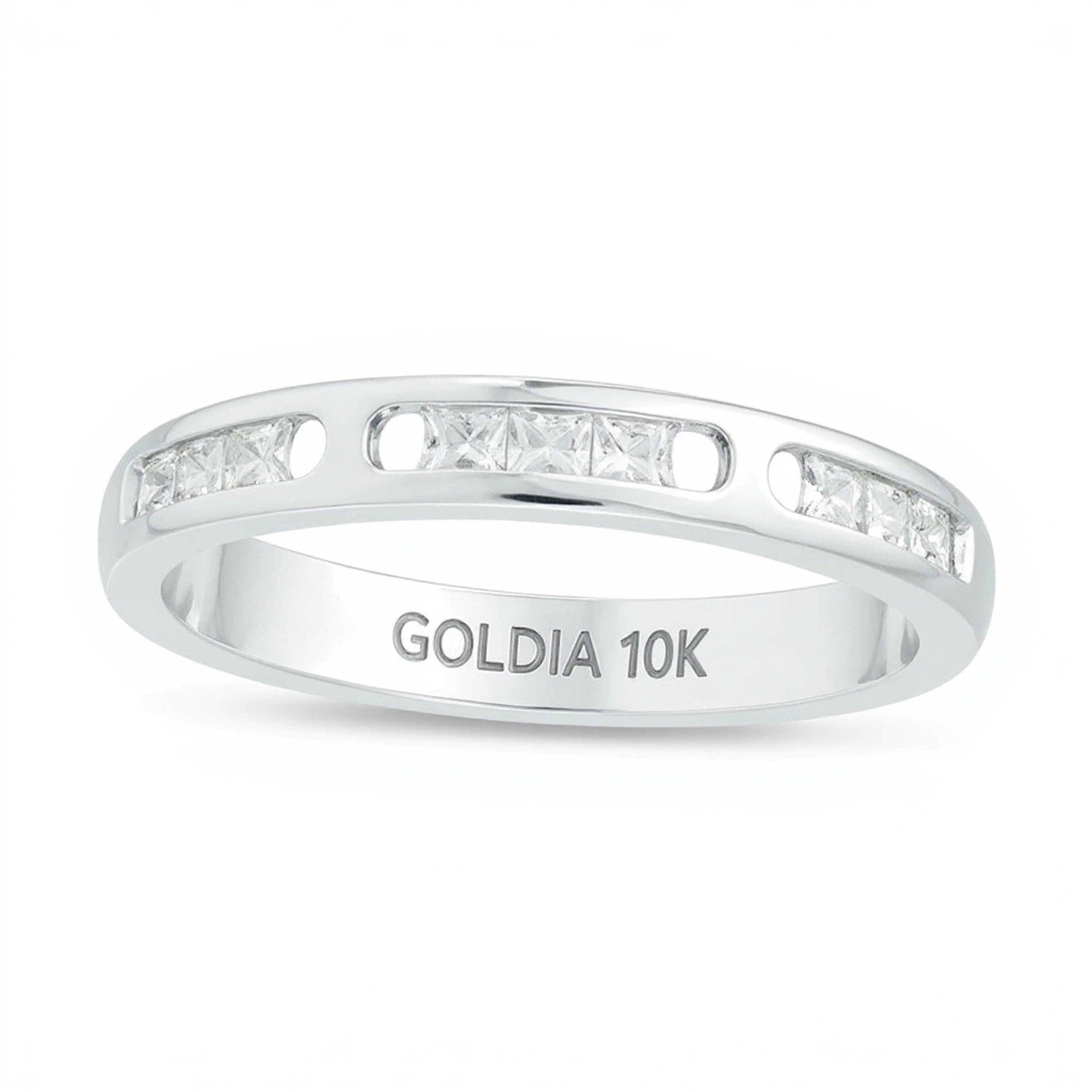 0.5 ct. Gesamtgewicht Ehering mit Diamanten im Princess-Schliff in 10K Weißgold