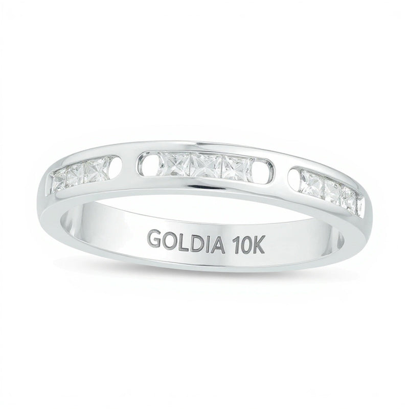 0.5 ct. Gesamtgewicht Ehering mit Diamanten im Princess-Schliff in 10K Weißgold