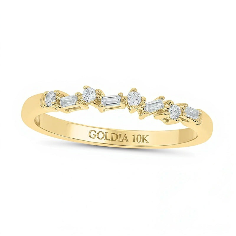 0.1 CT. Gesamtgewicht Ring zum Kombinieren mit Diamanten im Baguette- und Rundschliff in 10K Gelbgold