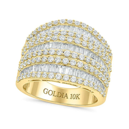 1.88 CT. Gesamtgewicht Baguette-Diamant Colosseum mehrreihiger Ring in 10K Gold