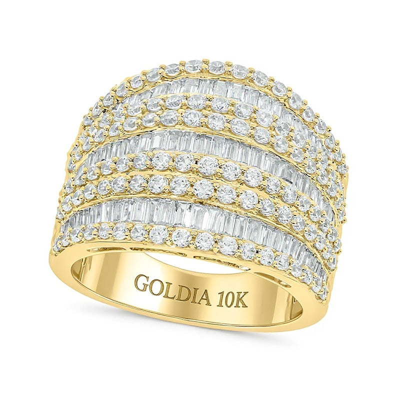 1.88 CT. Gesamtgewicht Baguette-Diamant Colosseum mehrreihiger Ring in 10K Gold