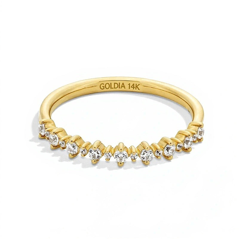 0,2 ct. Gesamtgewicht Diamant Memoire-Ring stapelbar mit alternierendem Muster in 14K Gelbgold