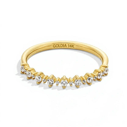 0,2 ct. Gesamtgewicht Diamant Memoire-Ring stapelbar mit alternierendem Muster in 14K Gelbgold