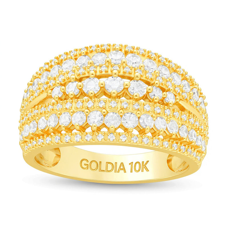 Mehrreihiger Ring mit Diamanten 1.25 ct. Gesamtgewicht in 10K Gelbgold