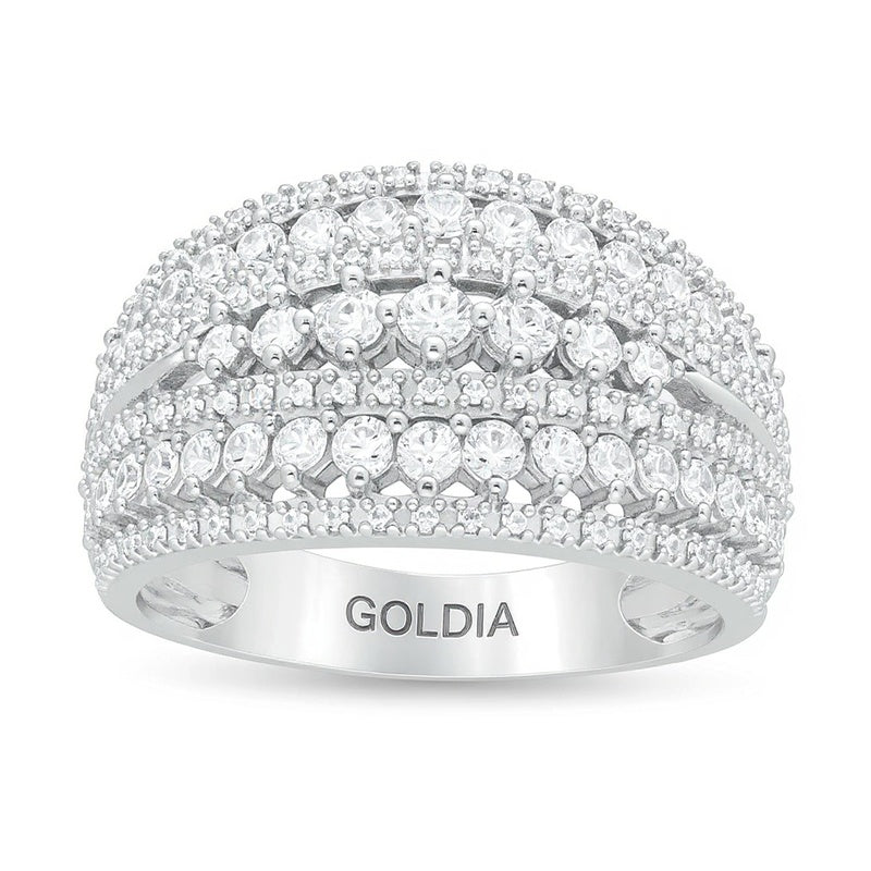 Mehrreihiger Ring mit Diamanten 1.25 ct. Gesamtgewicht in 10K Weißgold