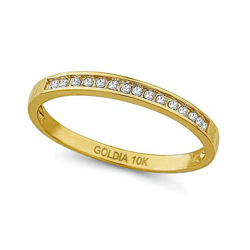 Memoire-Ring mit Diamanten 0.1 ct. Gesamtgewicht in 10K Gelbgold