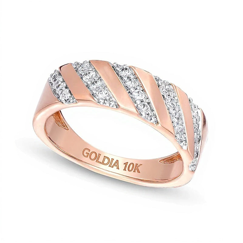 0.33 ct. Gesamtgewicht Diamant-Ring mit diagonaler Reihe in 10K Roségold
