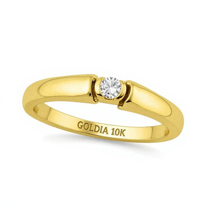 0,05 ct. Diamant Solitär Freundschaftsring in 10K Gelbgold für Damen