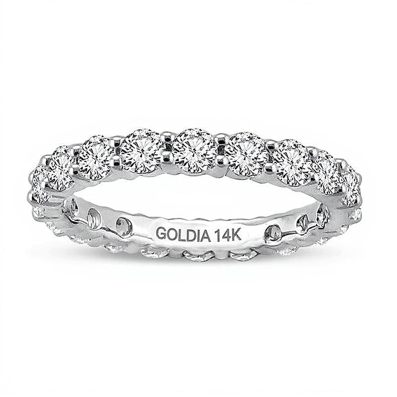 Memoire-Ring mit Diamanten 2.0 ct. Gesamtgewicht in 14K Weißgold