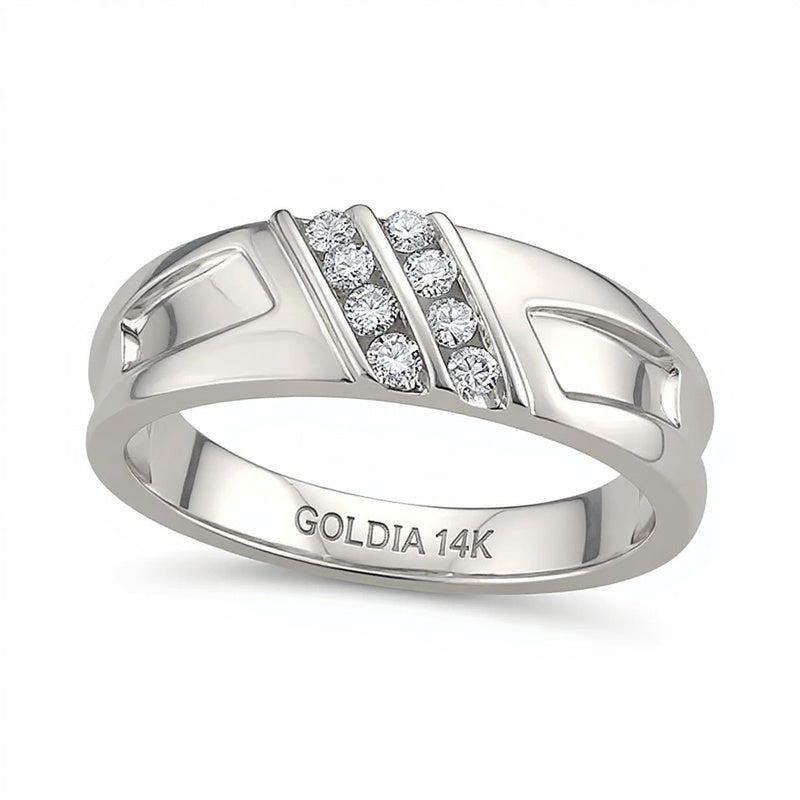 0.25 ct. Gesamtgewicht Diamant-Ring strukturiert in 14K Weißgold