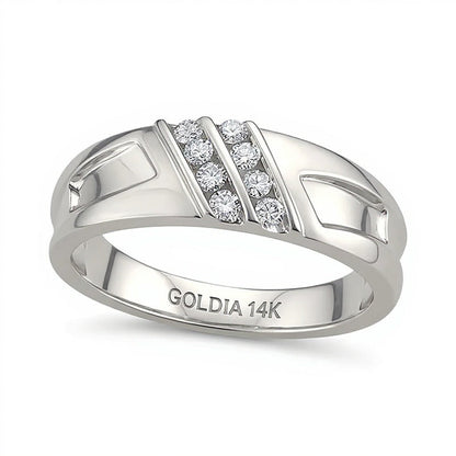 0.25 ct. Gesamtgewicht Diamant-Ring strukturiert in 14K Weißgold