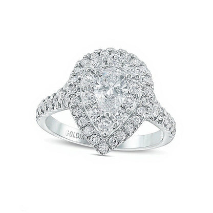 1,75 ct. Gesamtgewicht tropfenförmiger Diamant-Verlobungsring mit Halo in 14K Weißgold (I/SI2)
