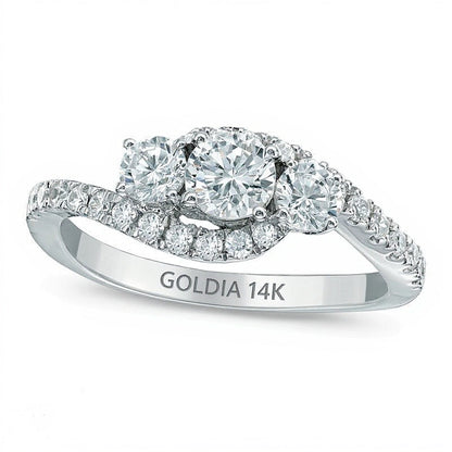 1.0 CT. Gesamtgewicht Dreistein-Diamant-Bypass-Ring in 14K Weißgold für Damen