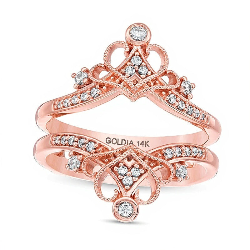 0,25 ct. Gesamtgewicht Diamant Ring im Vintage-Stil mit Krone als Solitär-Enhancer in 14K Roségold