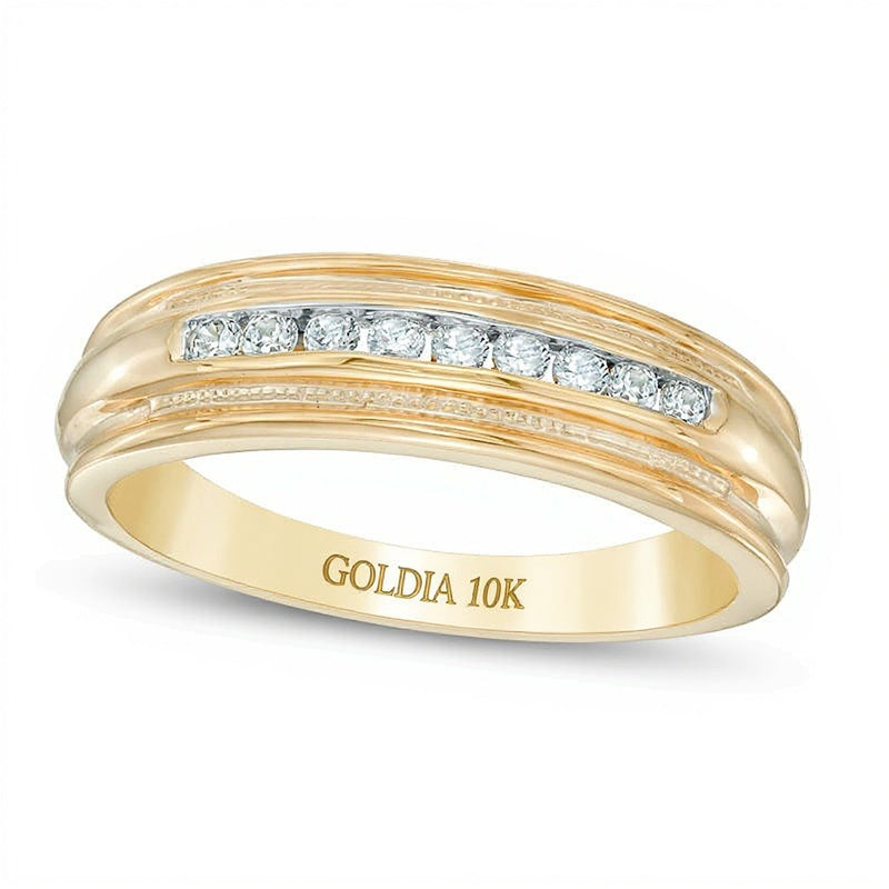 0.25 CT. Gesamtgewicht Diamant Milgrain Ehering in 10K Gelbgold