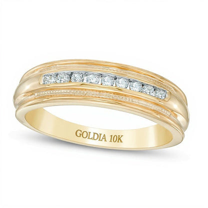 0.25 CT. Gesamtgewicht Diamant Milgrain Ehering in 10K Gelbgold