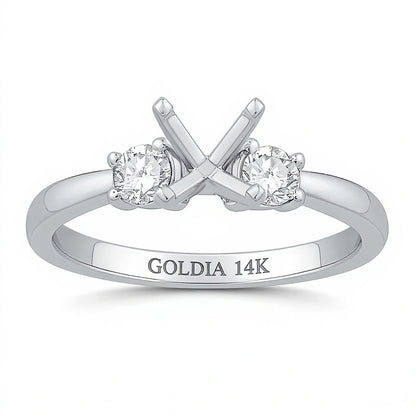 0.25 ct. Gesamtgewicht Diamant Dreistein Solitär Fassung in 14K Weißgold