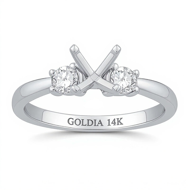 0.25 ct. Gesamtgewicht Diamant Dreistein Solitär Fassung in 14K Weißgold