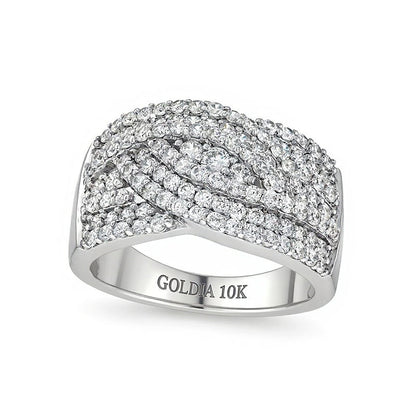Diamant-Ring mit drei Reihen im Overlay-Design 1,0 ct. Gesamtgewicht in 10K Weißgold