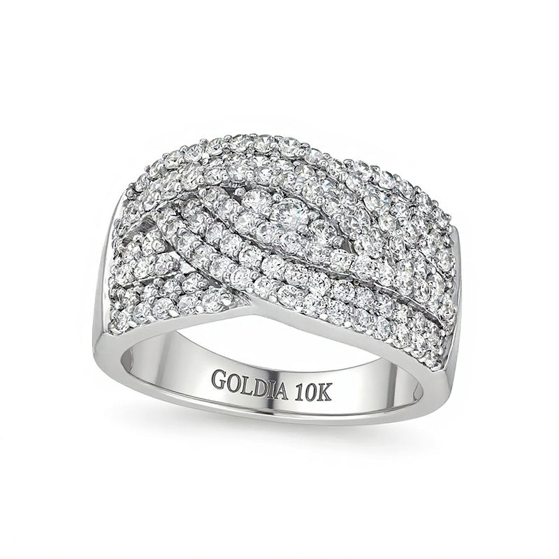 Diamant-Ring mit drei Reihen im Overlay-Design 1,0 ct. Gesamtgewicht in 10K Weißgold