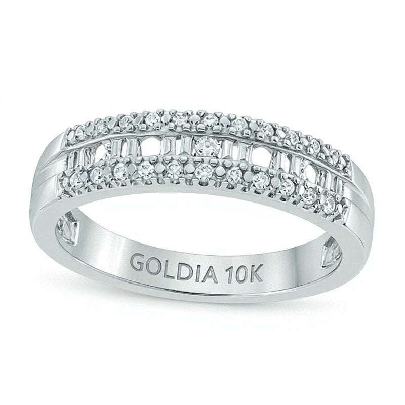 0.25 ct. Gesamtgewicht Ring mit Diamanten im Baguette- und Rundschliff in 10K Weißgold