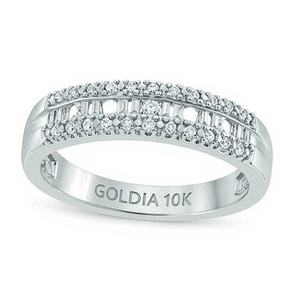 0.25 ct. Gesamtgewicht Ring mit Diamanten im Baguette- und Rundschliff in 10K Weißgold