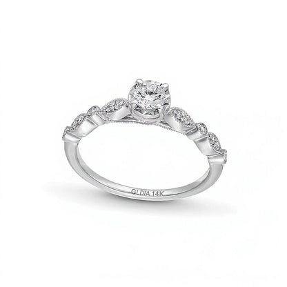 0,33 ct. Gesamtgewicht Diamant-Verlobungsring im Vintage-Stil in 14K Weißgold
