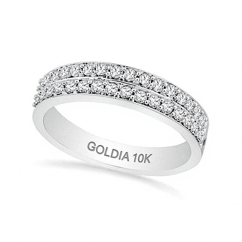 0.33 ct. Gesamtgewicht Diamant Ehering mit zwei Reihen in 10K Weißgold