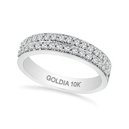 0.33 ct. Gesamtgewicht Diamant Ehering mit zwei Reihen in 10K Weißgold