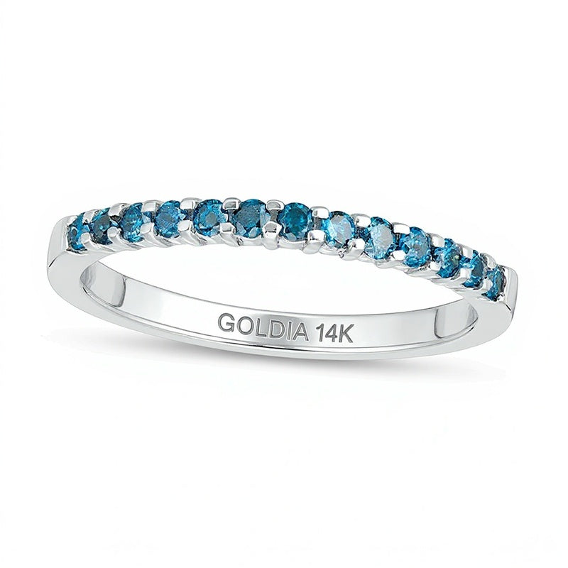 Memoire-Ring mit blauen Diamanten 0.25 ct. Gesamtgewicht rund in 14K Weißgold