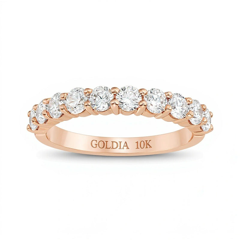 Memoire-Ring mit neun Diamanten 1.0 CT. Gesamtgewicht in 10K Roségold