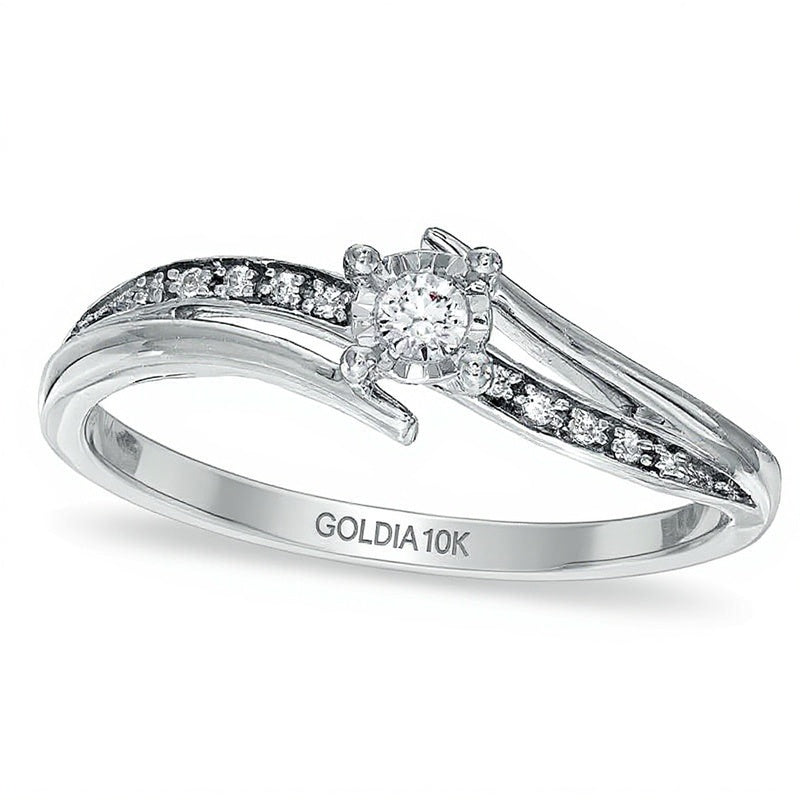 0.07 ct. Gesamtgewicht Diamant Bypass Freundschaftsring in 10K Weißgold