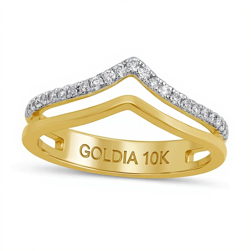 Memoire-Ring mit Diamant im Chevron-Design 0.2 ct. Gesamtgewicht in 10K Gelbgold