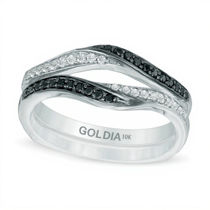0.33 ct. Gesamtgewicht behandelter schwarzer und weißer Diamant Solitär-Enhancer in 10K Weißgold