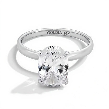 3.0 CT. Ovaler Labordiamant Solitär Verlobungsring in 14K Weißgold (F/VS2)