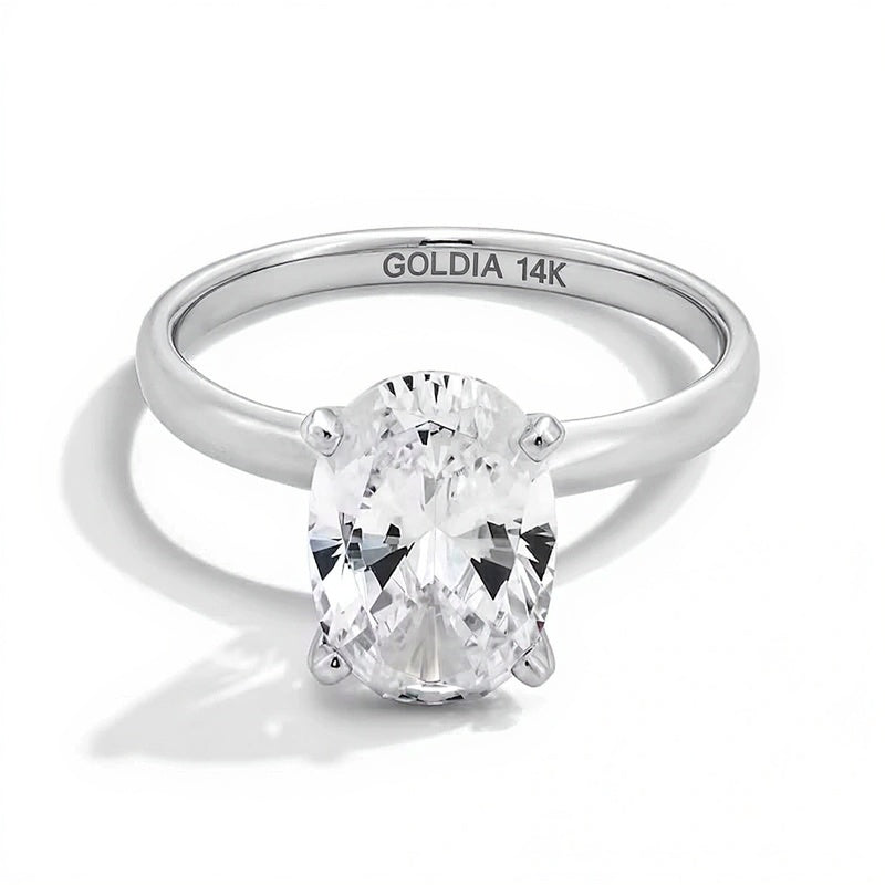 3.0 CT. Ovaler Labordiamant Solitär Verlobungsring in 14K Weißgold (F/VS2)