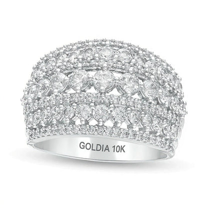 2.0 ct. Gesamtgewicht mehrreihiger gewölbter Ring mit Diamanten in 10K Weißgold
