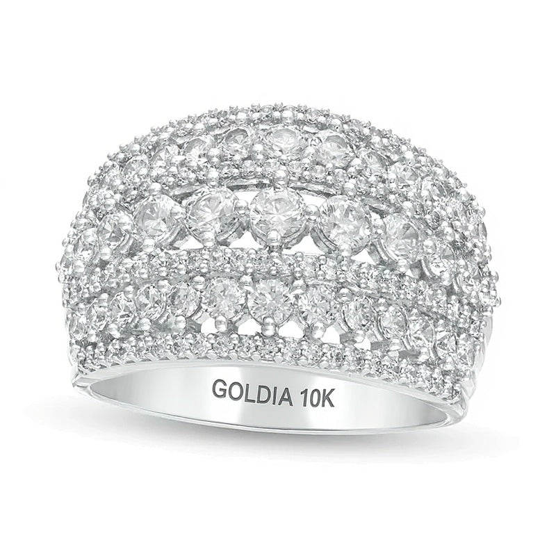 2.0 ct. Gesamtgewicht mehrreihiger gewölbter Ring mit Diamanten in 10K Weißgold