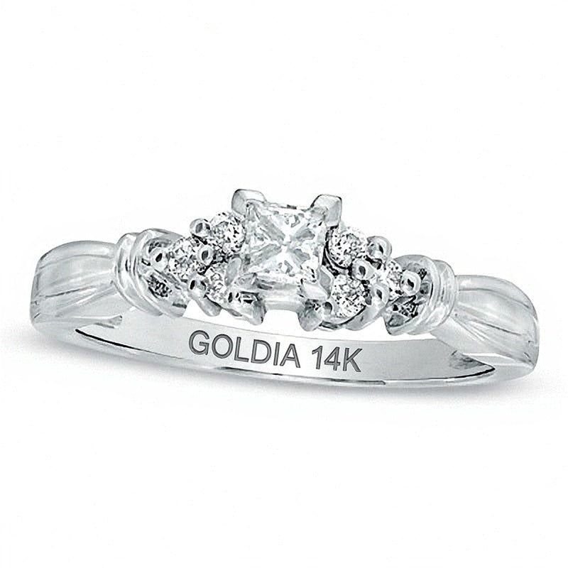 0,25 ct. Gesamtgewicht Freundschaftsring mit Diamanten im Princess- und Rundschliff in 14K Weißgold