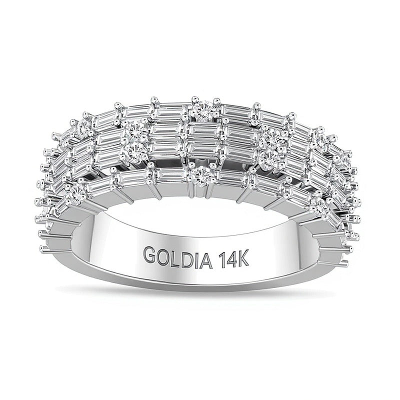 1.0 CT. TW Ring mit Diamanten im Baguette-Schliff mehrreihig quer in 14K Weißgold