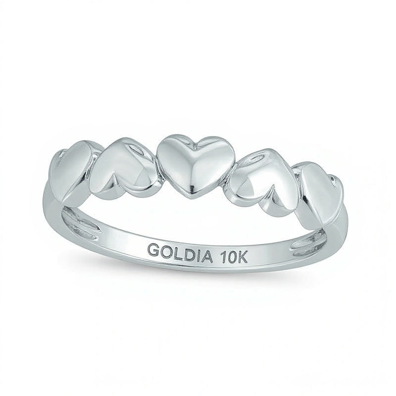 Ring mit gewölbten Herzen in 10K Weißgold