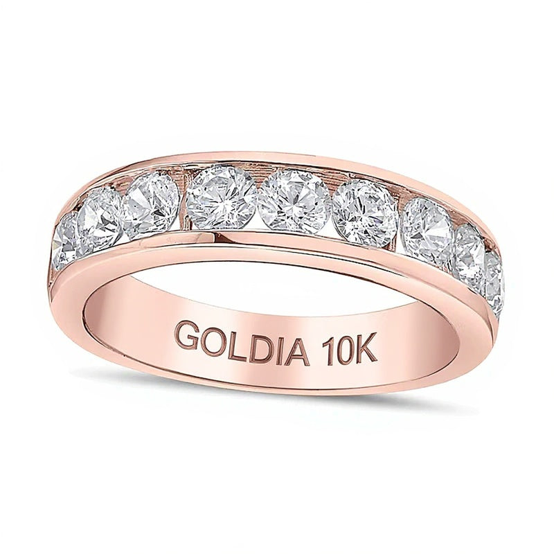 1,5 ct. Gesamtgewicht Diamant Neun-Stein-Ring kanalgefasst in 10K Roségold (I/I2)