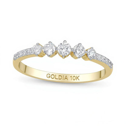 0.33 ct. Gesamtgewicht Diamant Memoire-Ring mit fünf Steinen in 10K Gelbgold