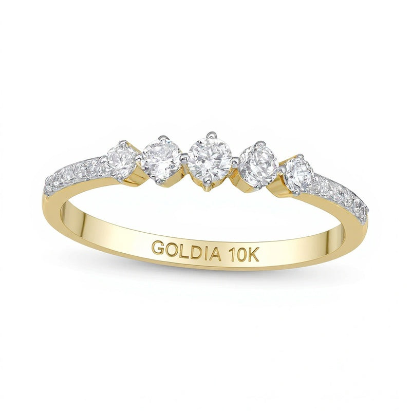 0.33 ct. Gesamtgewicht Diamant Memoire-Ring mit fünf Steinen in 10K Gelbgold