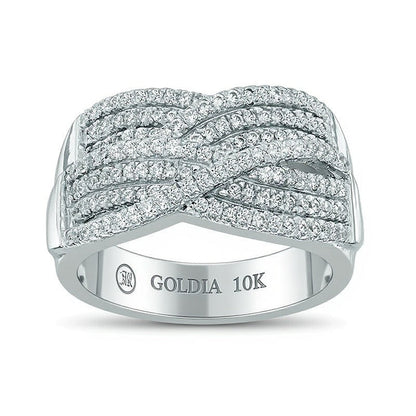 1.0 CT. Gesamtgewicht Diamant Ring dreireihig geflochten in 10K Weißgold