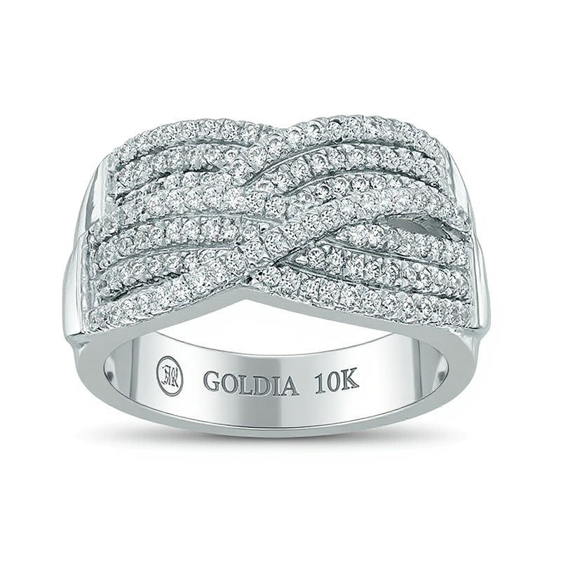 1.0 CT. Gesamtgewicht Diamant Ring dreireihig geflochten in 10K Weißgold